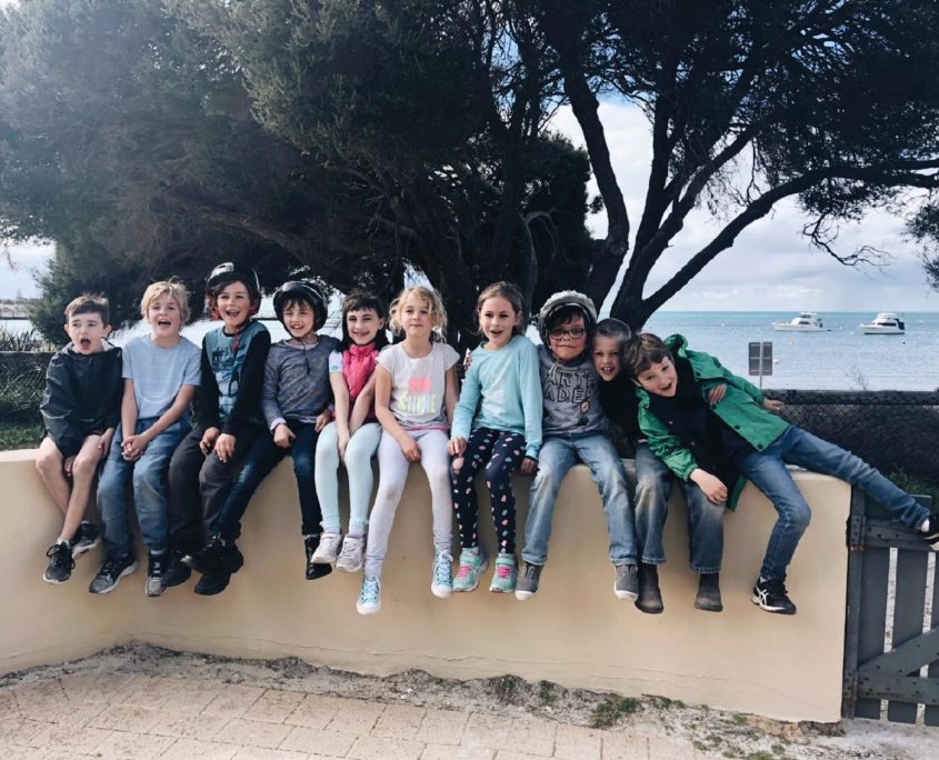 Students on wall at Rottnest Island