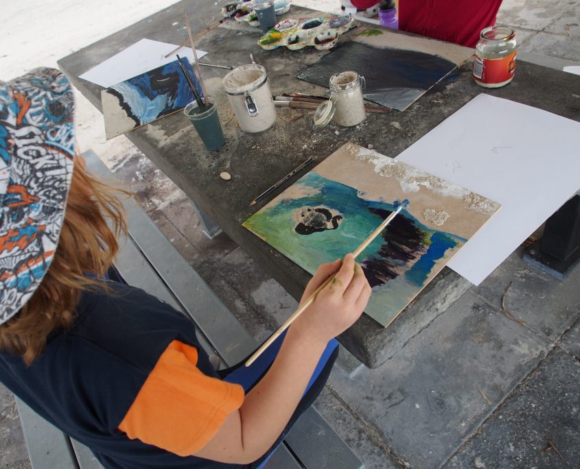 art class - student painting the beach - fremantle primary school