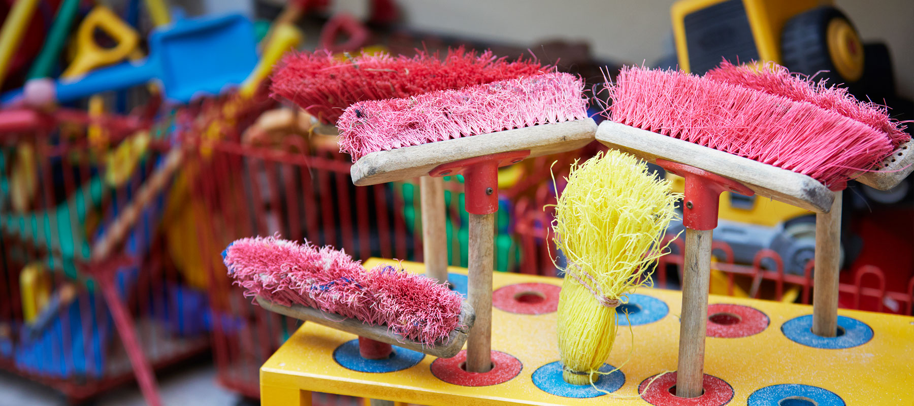 brooms and playground equipment