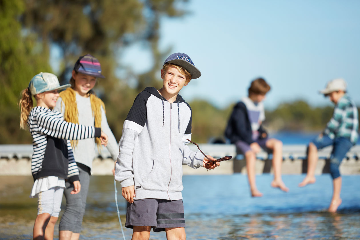 children by the river