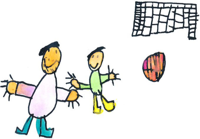 closeup of soccer drawing by primary school student