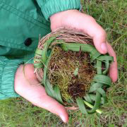 chlid with green nest