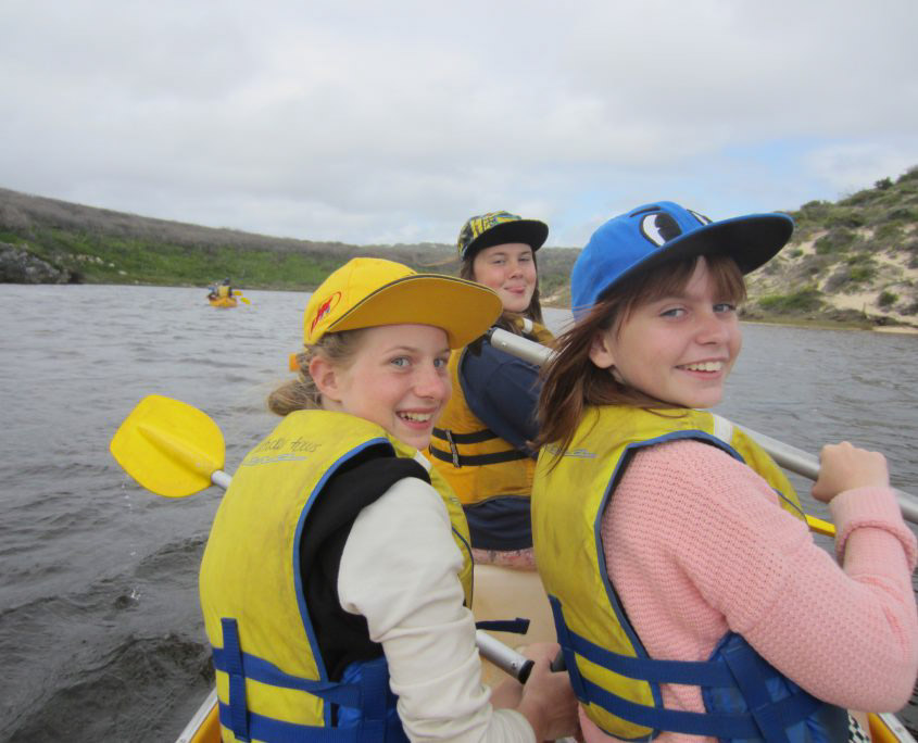 canoeing at Busselton school camp