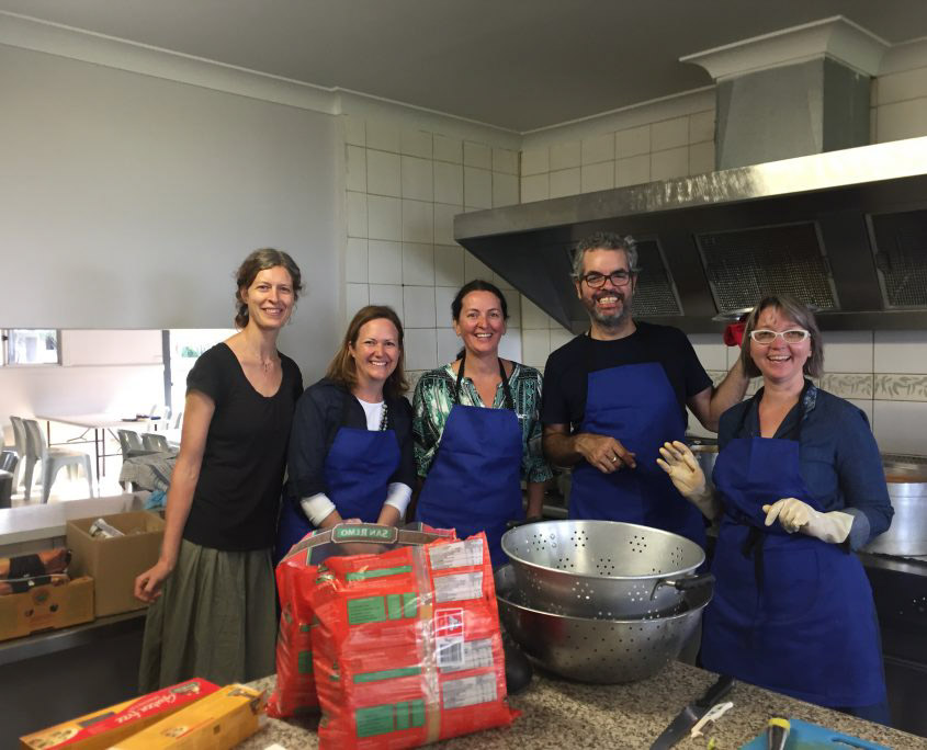 in the kitchen on school camp