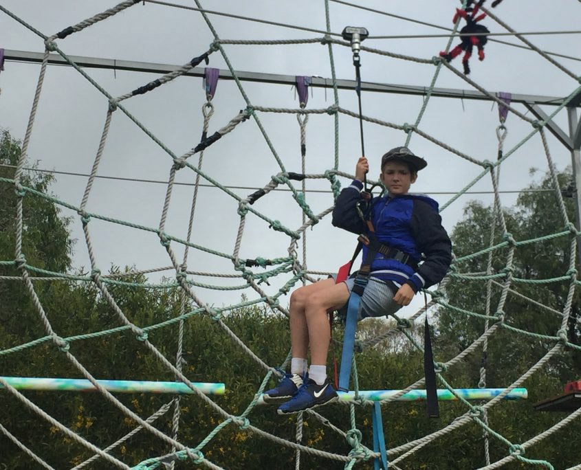 Climbing obstacle course on Busselton school camp