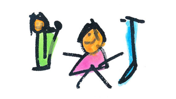 kids artwork of two kids scooter riding