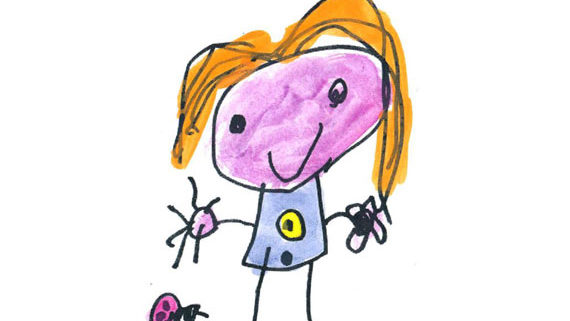kids drawing of person with ladybug
