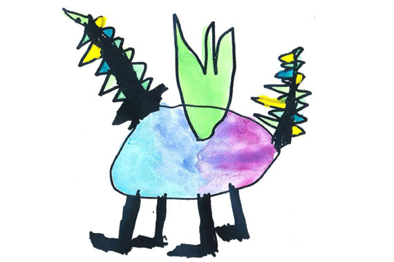 kids drawing of a dragon