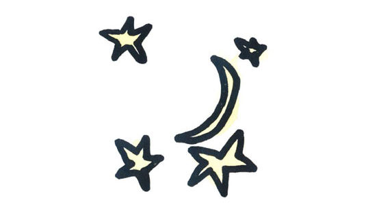 kids drawing of stars and the moon