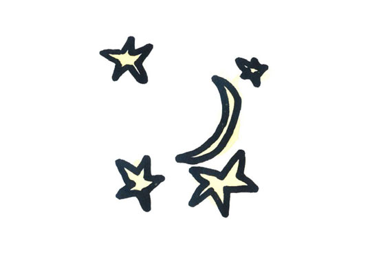 kids drawing of stars and the moon